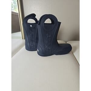 Crocs Kids Rain Boots Navy Blue Size 13 C13 Kid Pumpkin Patch Fall Winter